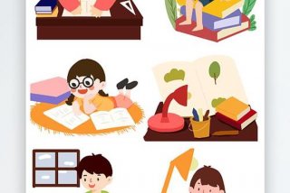 手绘学习场景插画、手绘 场景