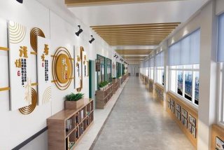 效果图学校学校走廊、学校走廊展示墙效果图