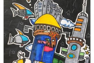 智能学校画 - 智能校园绘画图片