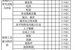 日常生活能力评估ADL分级；日常生活能力评估ADL分级记录几天记录