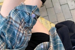 情侣生活照片格子衬衣图片 - 情侣生活照背影