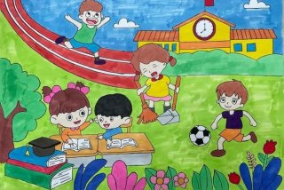 校园生活图画简单又漂亮 - 校园生活图画简单又漂亮四年级