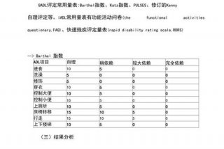 日常生活能力评定量表 - 日常生活能力评估ADL分级