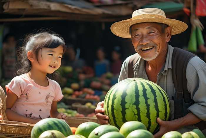 李老汉的幸福生说；李老汉的幸福生说之母子卖瓜
