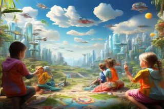 儿童画未来生活、未来生活儿童绘画