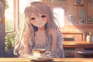 喝咖啡图片唯美图片动漫；喝咖啡图片唯美图片动漫女