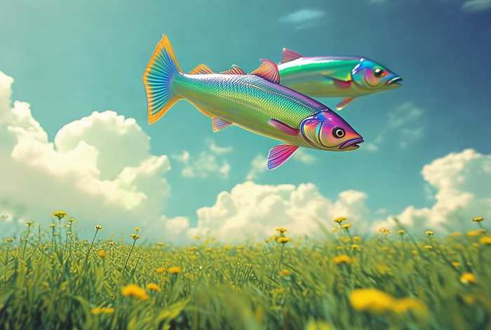 六六年的幸福生活空中两条鱼；六六年的幸福的生活