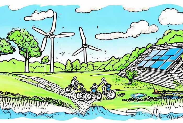 低碳生活主题海报线描 低碳生活主题海报线描作品