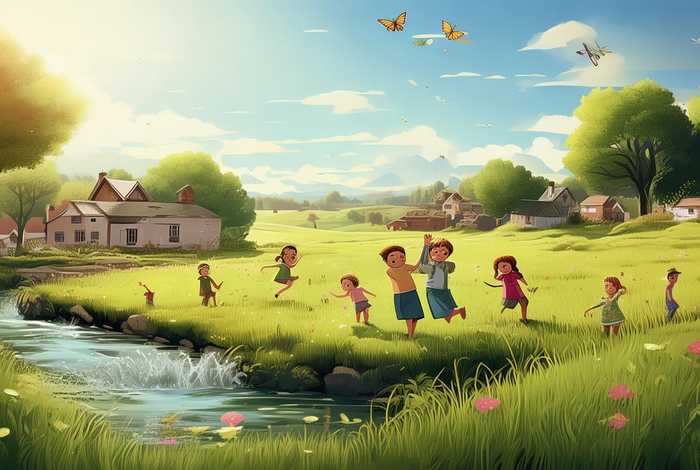 关于儿童生活的诗配画；关于儿童生活的诗配画村居