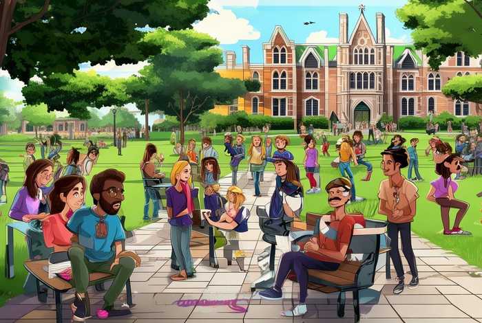 关于大学生活的图片插画；关于大学生活的图片插画作品