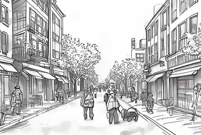 黑白生活日常、黑白生活场景简笔画