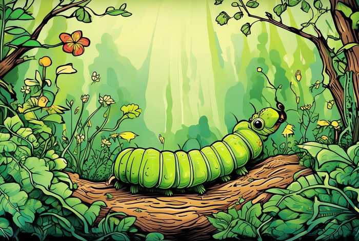 毛毛虫生活在哪里简笔画、毛毛虫生活环境简笔画