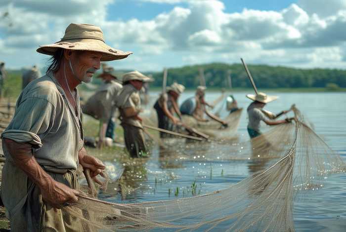 打渔的生活；打渔人的生活
