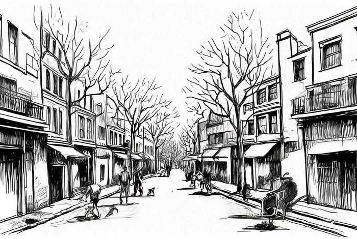 黑白生活日常、黑白生活场景简笔画