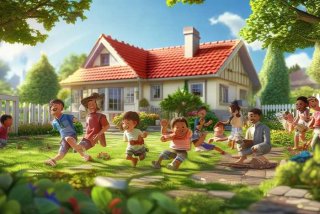 快乐生活美好家园；美好家园,快乐生活的绘画作品