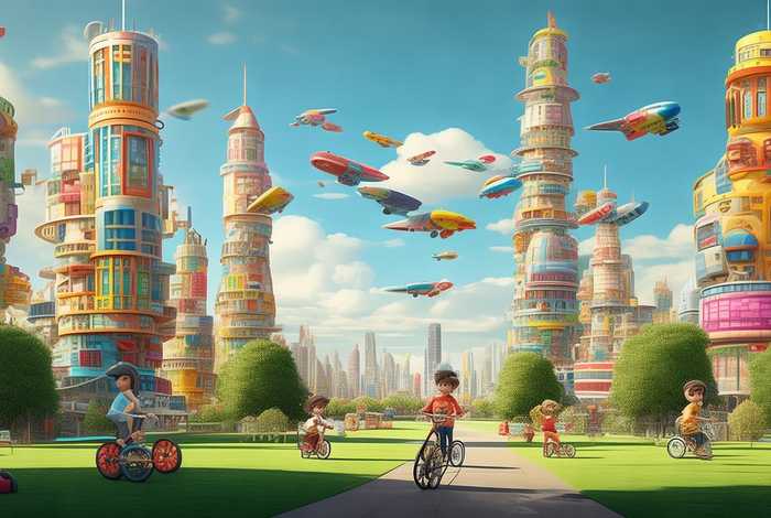 儿童画未来城市、未来的城市幼儿画 儿童画未来城市、未来的城市幼儿画