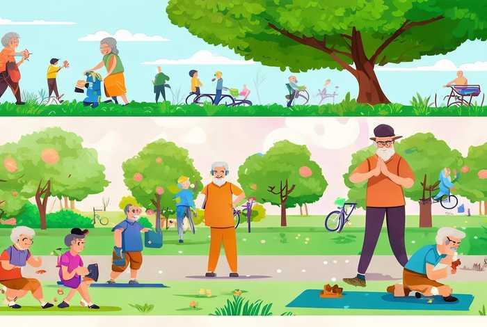 老年人健康生活方式动画，老年人健康的生活方式