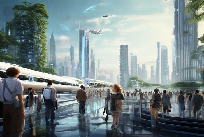 关于未来人类生活的科技画；关于未来人类生活的科技画作品