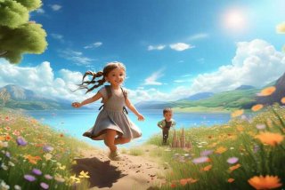 儿童生活诗配画；关于儿童生活的诗配画