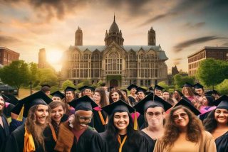 大学四年的生活到此落幕（四年的大学生活结束了）