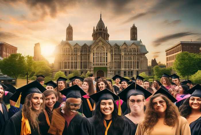 大学四年的生活到此落幕（四年的大学生活结束了）