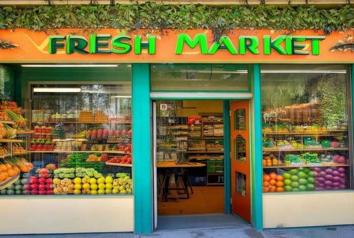 果蔬生活超市门头图片 果蔬生鲜超市门头图片