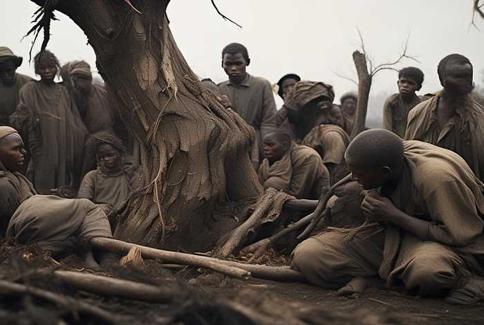 饥荒年全村啃树皮 饥荒年全村啃树皮短剧