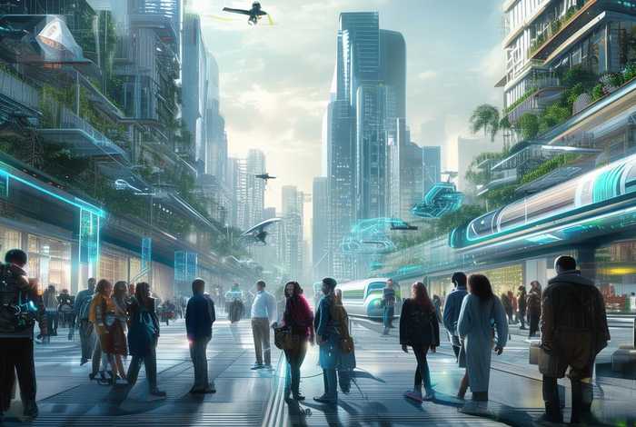 关于未来人类生活的科技画；关于未来人类生活的科技画作品