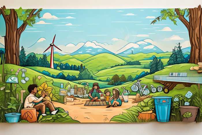 低碳生活主题海报手画，低碳生活主题海报手画作品