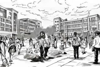 大学生活图片素描，大学生活图片素描高清