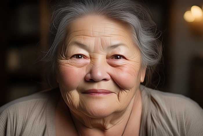 肥胖女人的照片；肥胖女人照片的脸五十岁