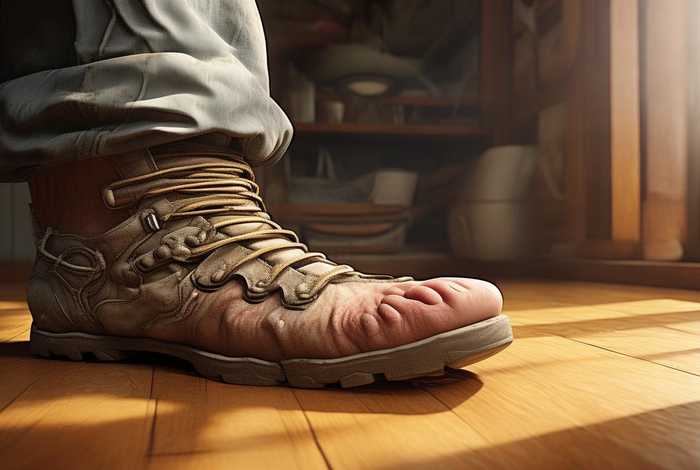 流浪汉十年没脱过鞋脚掌图片，流浪汉十年后回家了