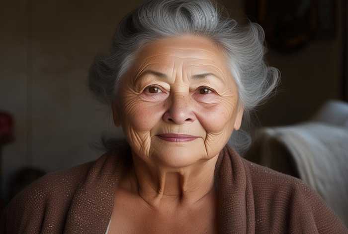 肥胖女人的照片；肥胖女人照片的脸五十岁