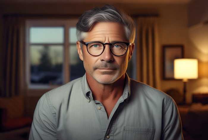 45岁男人生活照片戴眼镜图片高清（45岁男人生活照片戴眼镜图片高清大全）