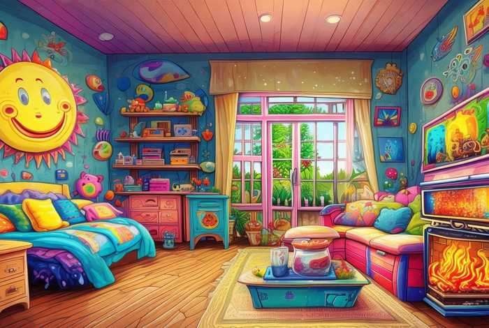 儿童画我的卧室图片、儿童画我家的客厅图片