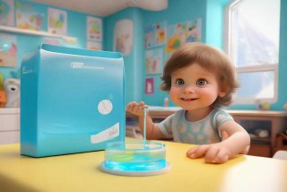 儿童；儿童医院开的药,喝的,盒子上有个K,天蓝色的