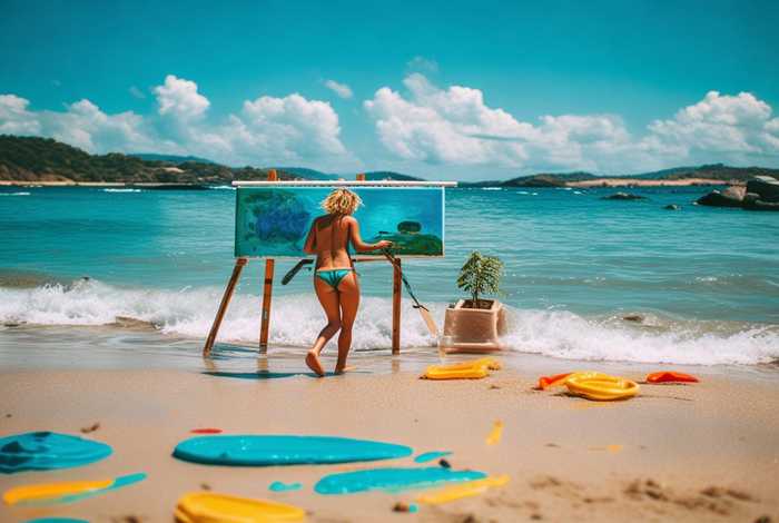 绘画我的暑假生活游泳；绘画我的暑假生活游泳作品