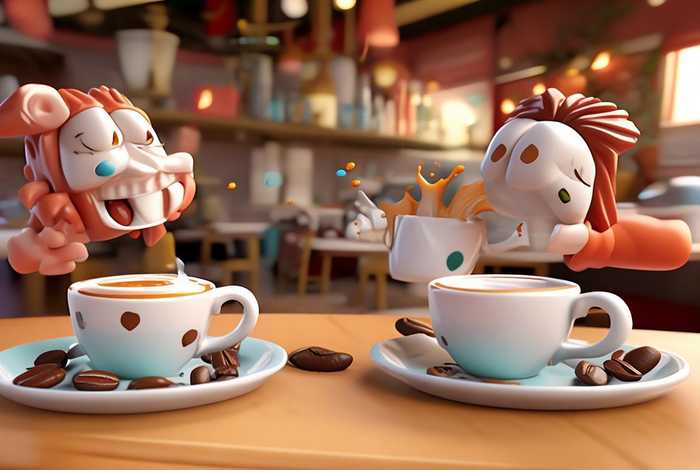 喝咖啡图片卡通；喝咖啡图片卡通搞笑