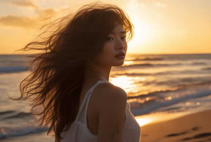 李沁海边生活照，李沁海边生活照片高清