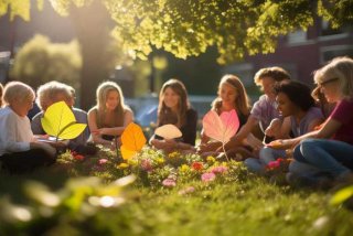 和谐生活帮帮团；和谐生活共同成长绘画图片