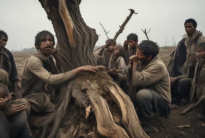 饥荒年全村啃树皮 饥荒年全村啃树皮短剧