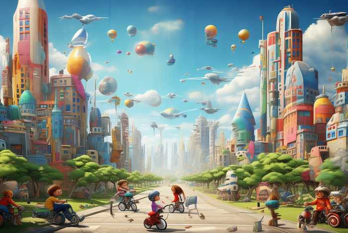 儿童画未来城市、未来的城市幼儿画 儿童画未来城市、未来的城市幼儿画