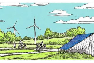 低碳生活主题海报线描 低碳生活主题海报线描作品