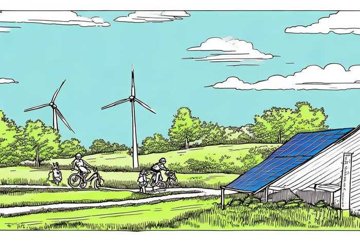 低碳生活主题海报线描 低碳生活主题海报线描作品