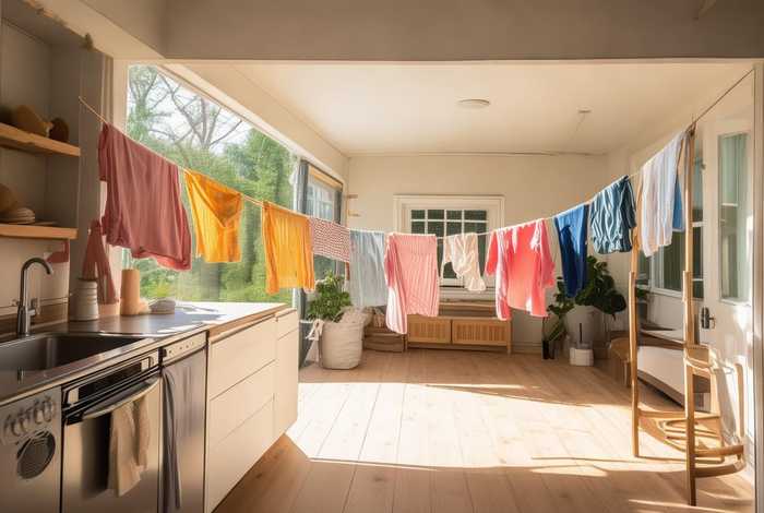 厨房生活阳台晾衣服设计，生活阳台和厨房连在一起怎么晾衣服