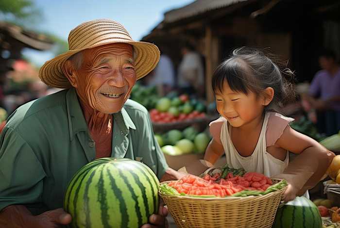 李老汉的幸福生说；李老汉的幸福生说之母子卖瓜