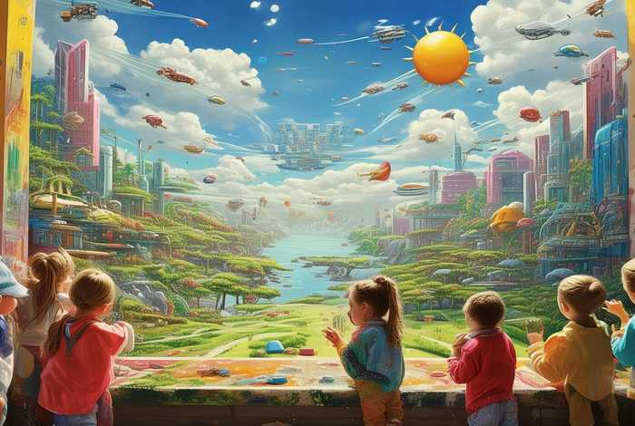 儿童画未来生活、未来生活儿童绘画