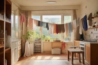 厨房生活阳台晾衣服设计，生活阳台和厨房连在一起怎么晾衣服