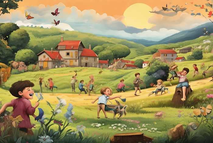 关于儿童生活的诗配画；关于儿童生活的诗配画村居