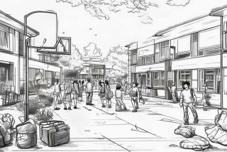 初中校园生活图片；初中校园生活图片简笔画